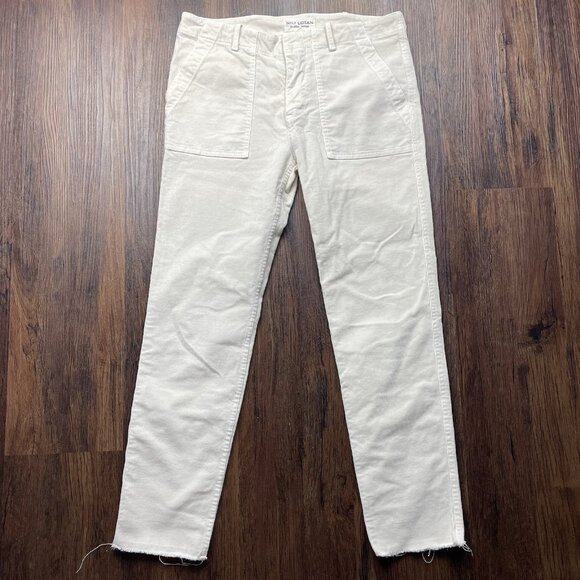 Nili Lotan Jenna Ecru Ivory Corduroy Cropped Slim Leg Pants Women's Size 4 - Picture 1 of 10